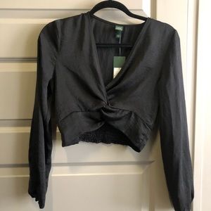 Long Sleeve Black Crop